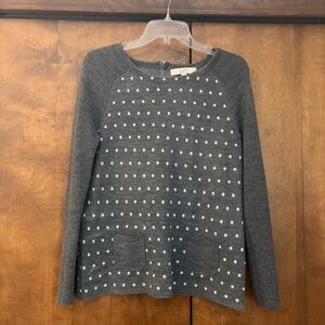 LOFT Charcoal Sweater with White Polka Dots